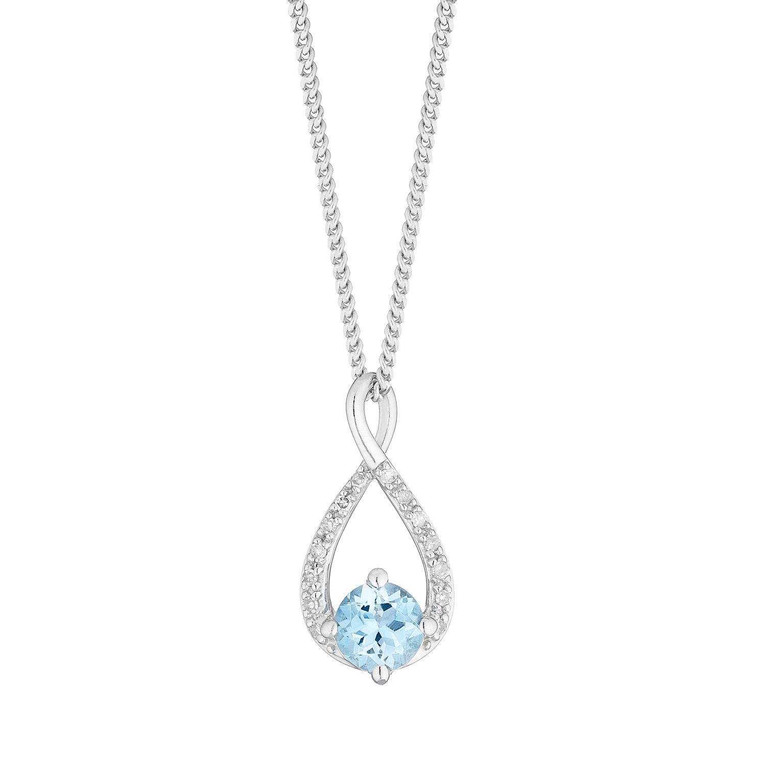 Silver & Blue Topaz Diamond Infinity Pendant | H.Samuel