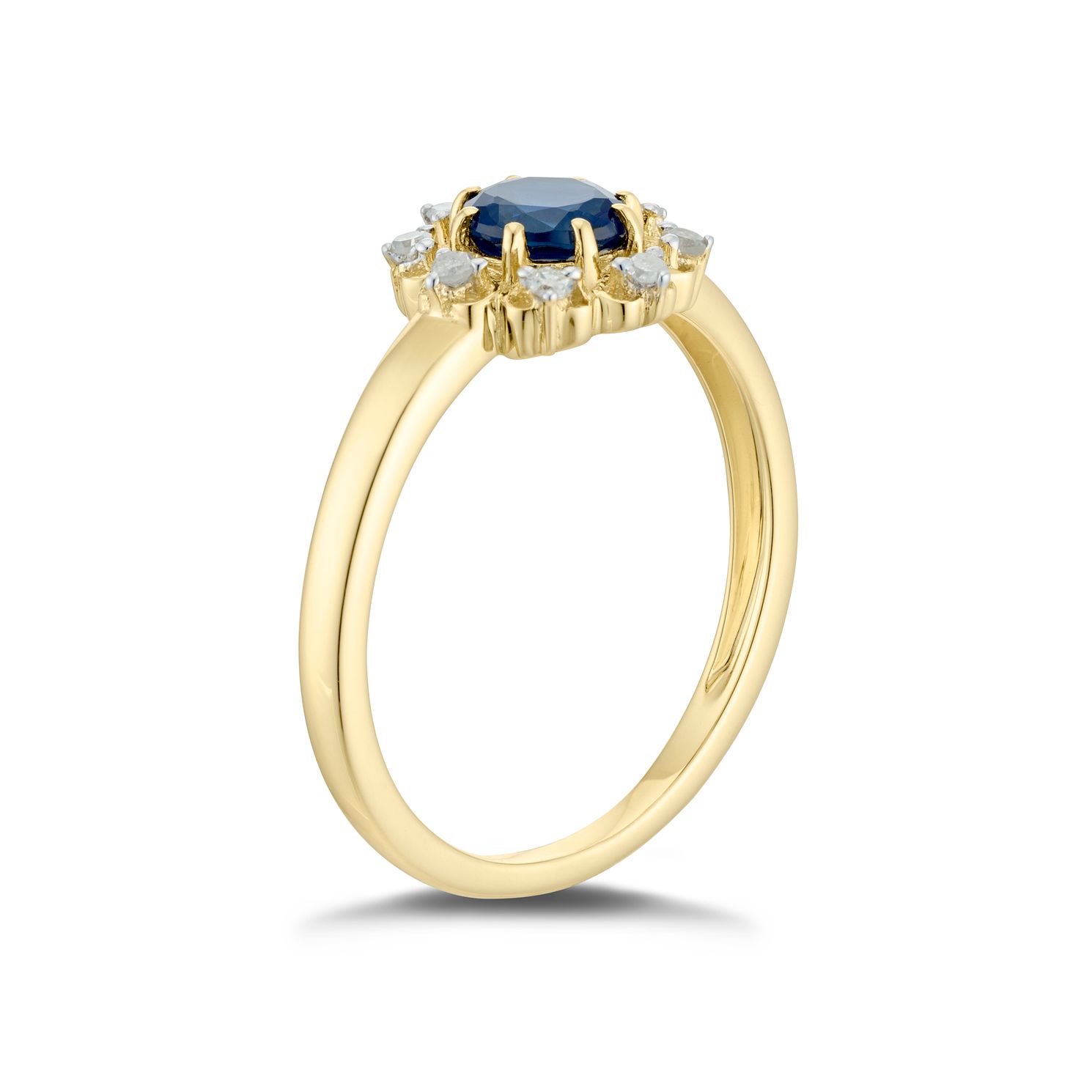 9ct Yellow Gold Sapphire & Diamond Halostyle Ring H.Samuel