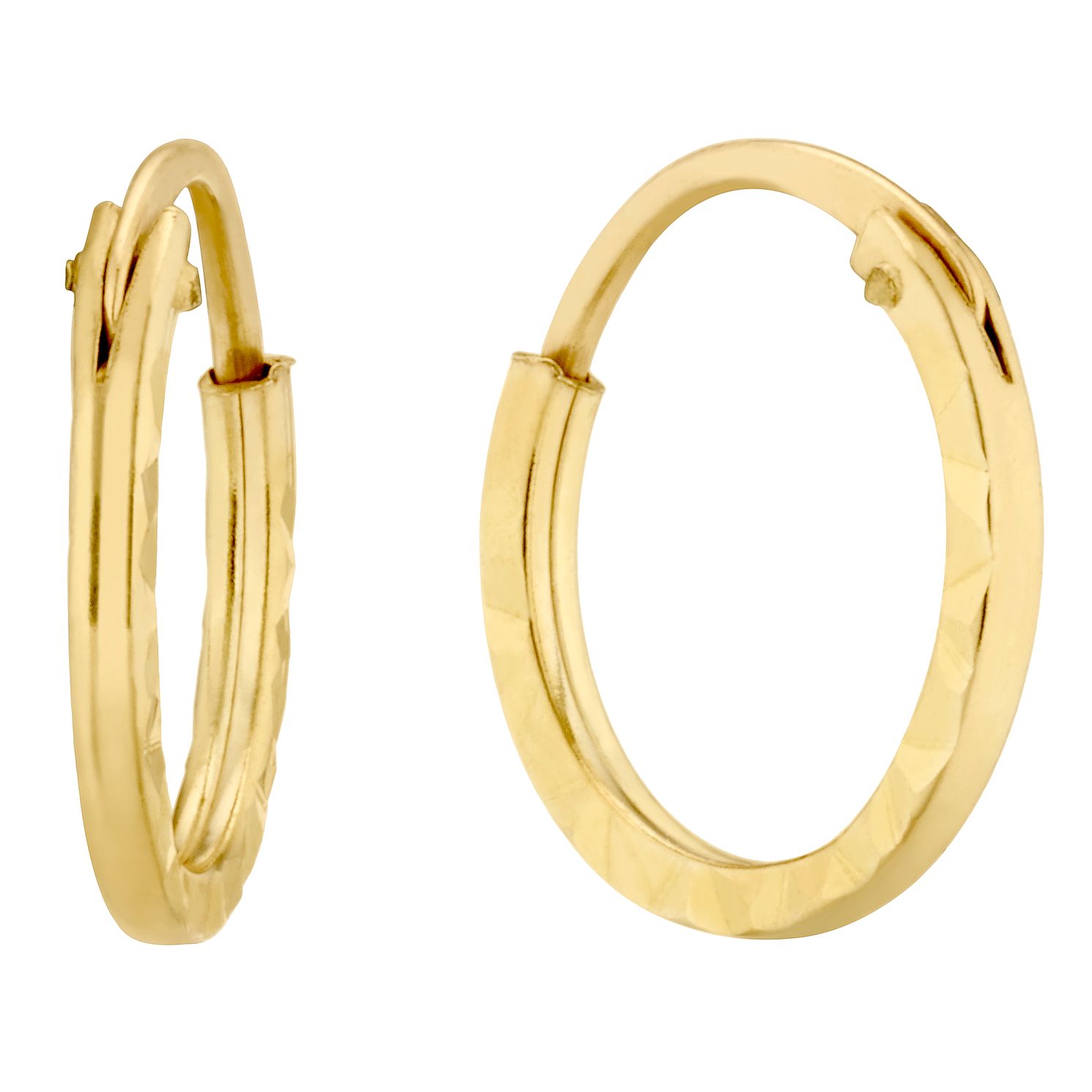 Children's 9ct Yellow Gold Diamond-Cut 8mm Sleeper Earrings | H.Samuel