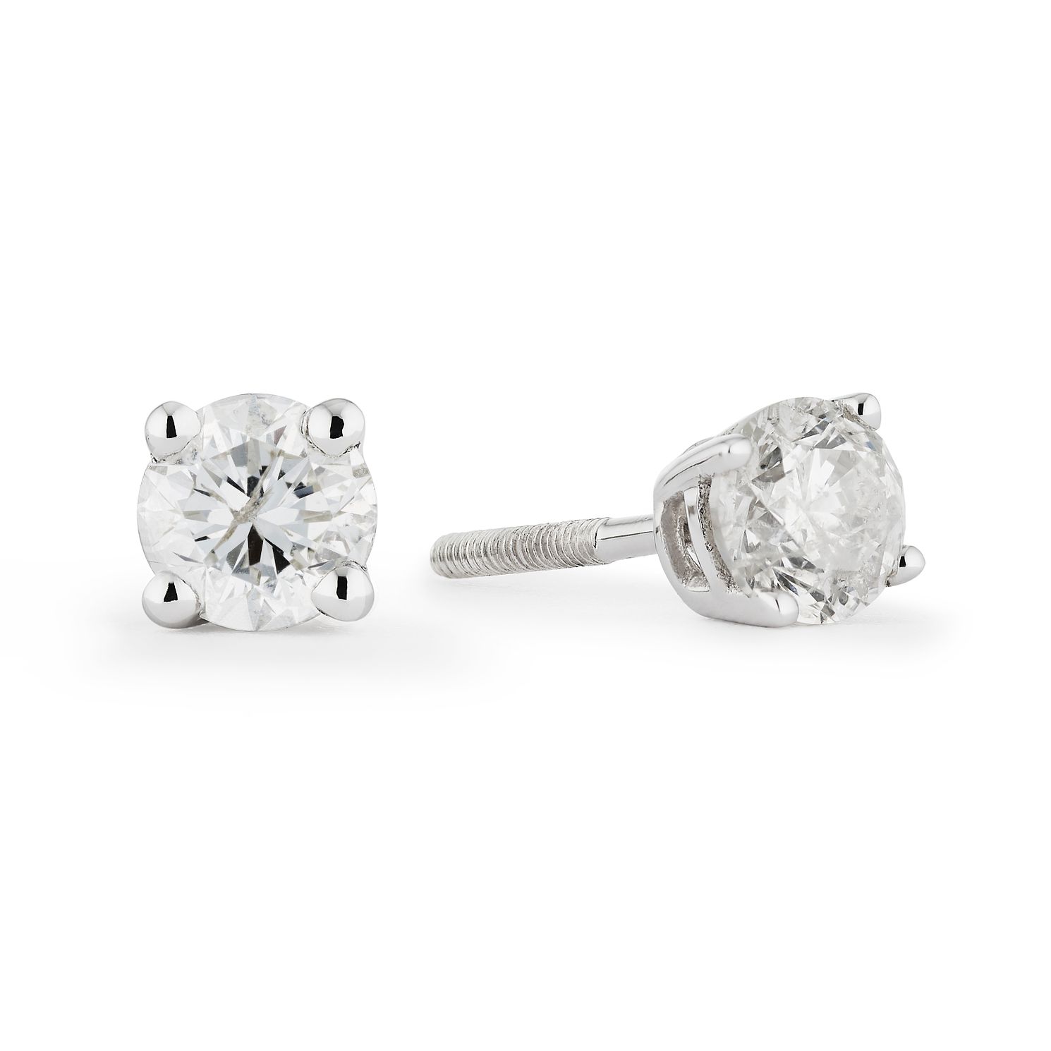 9ct White Gold 2/3ct Diamond Solitaire Stud Earrings | H.Samuel