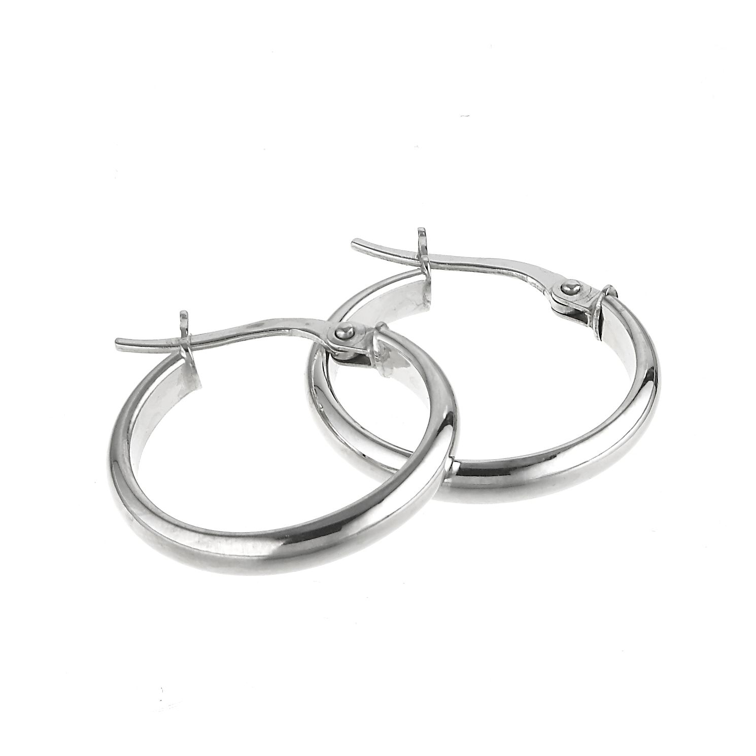 9ct White Gold 15mm Creole Earrings | H.Samuel