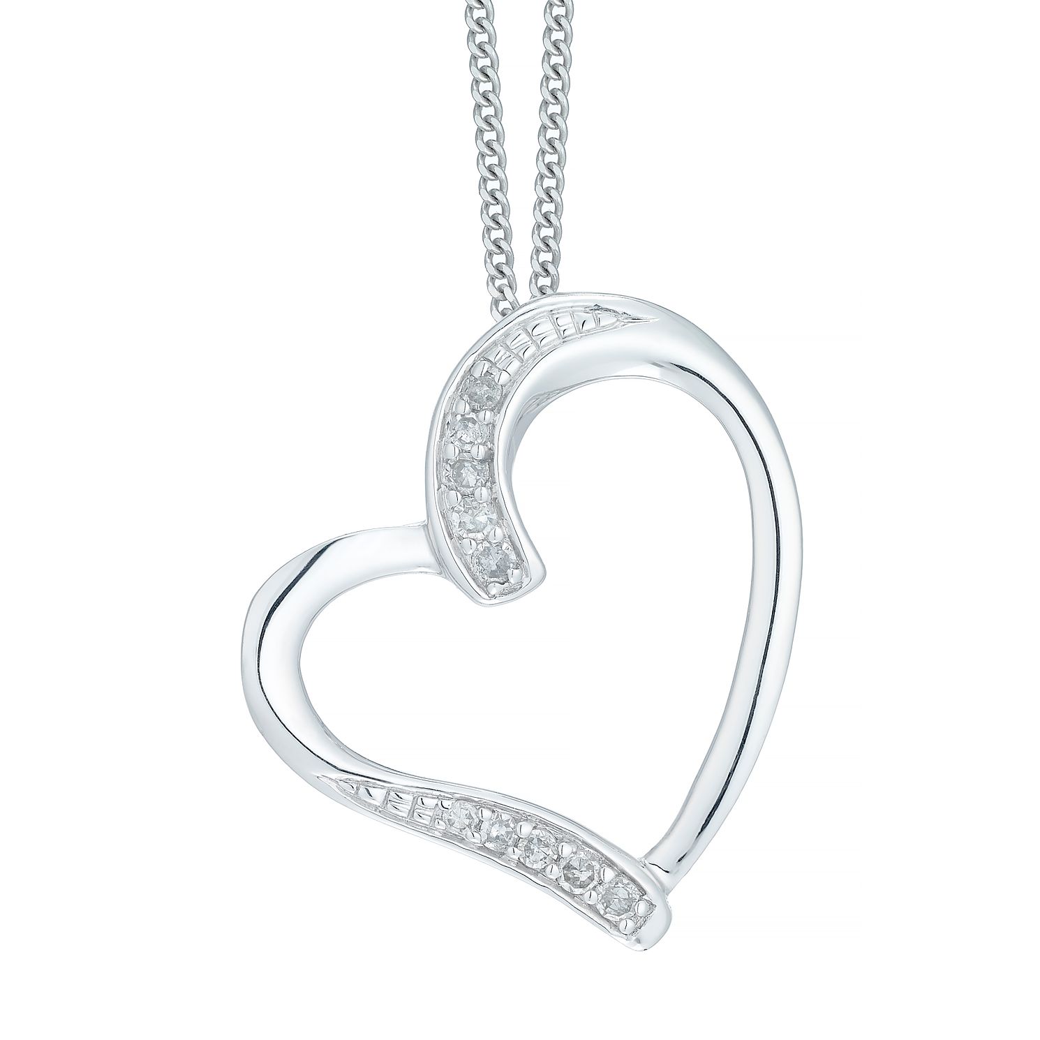 white gold necklace with diamond heart pendant