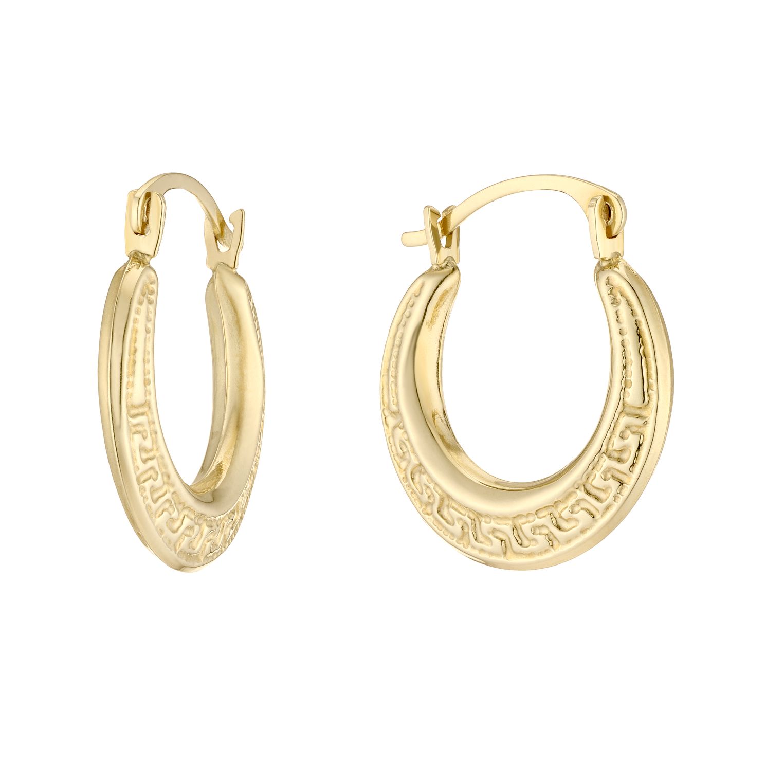 9ct Yellow Gold Textured Creole Hoop Earrings | H.Samuel