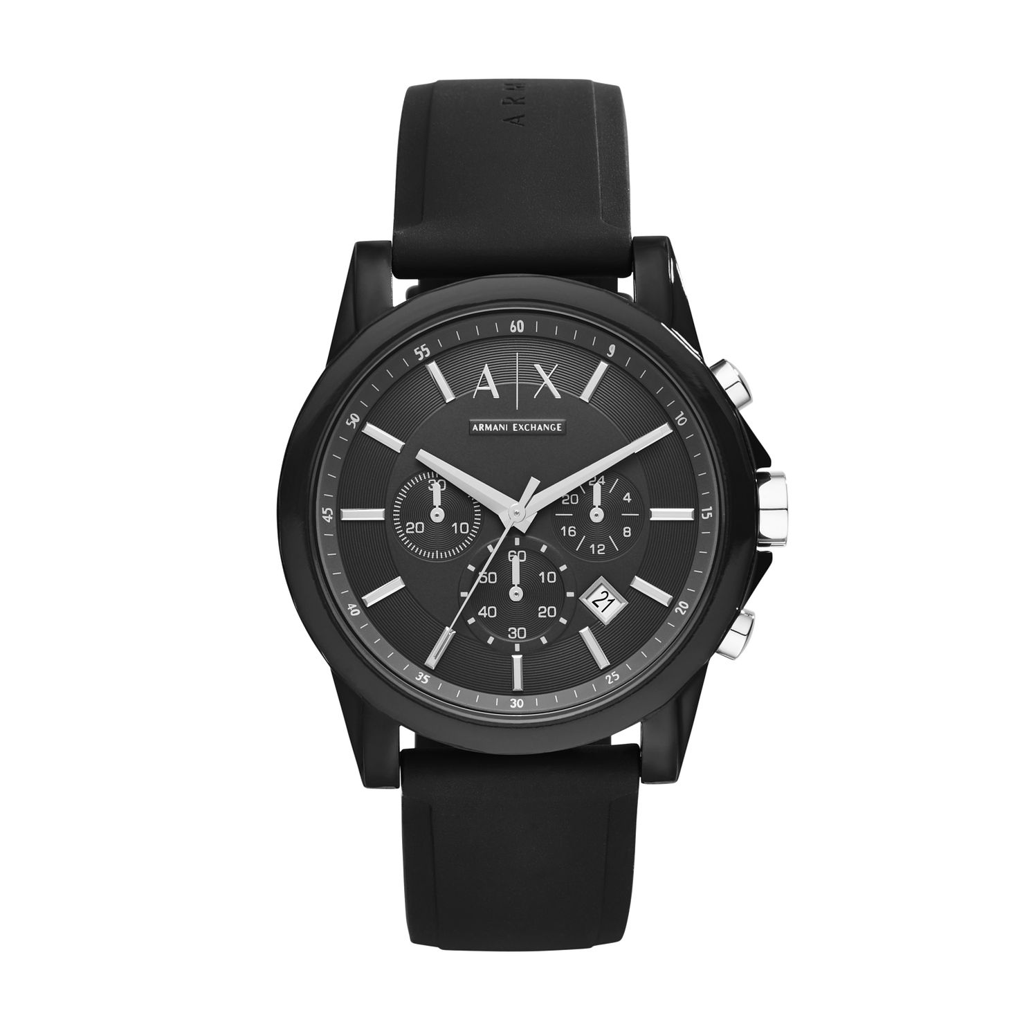 Armani Exchange Men's Black Silicone Strap Watch