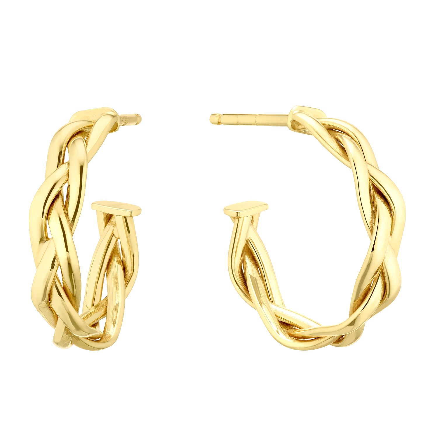 9ct Yellow Gold Braided Half Hoop Earrings - Ernest Jones