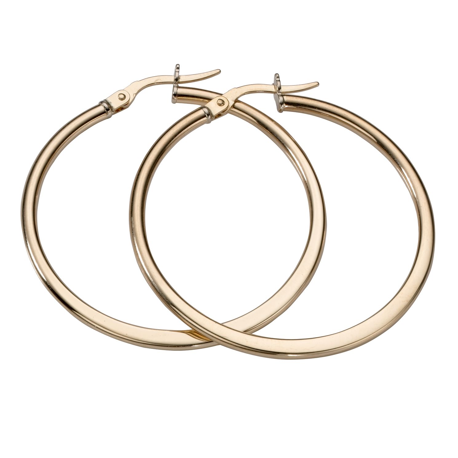 9ct Yellow Gold 35mm Hoop Earrings | H 