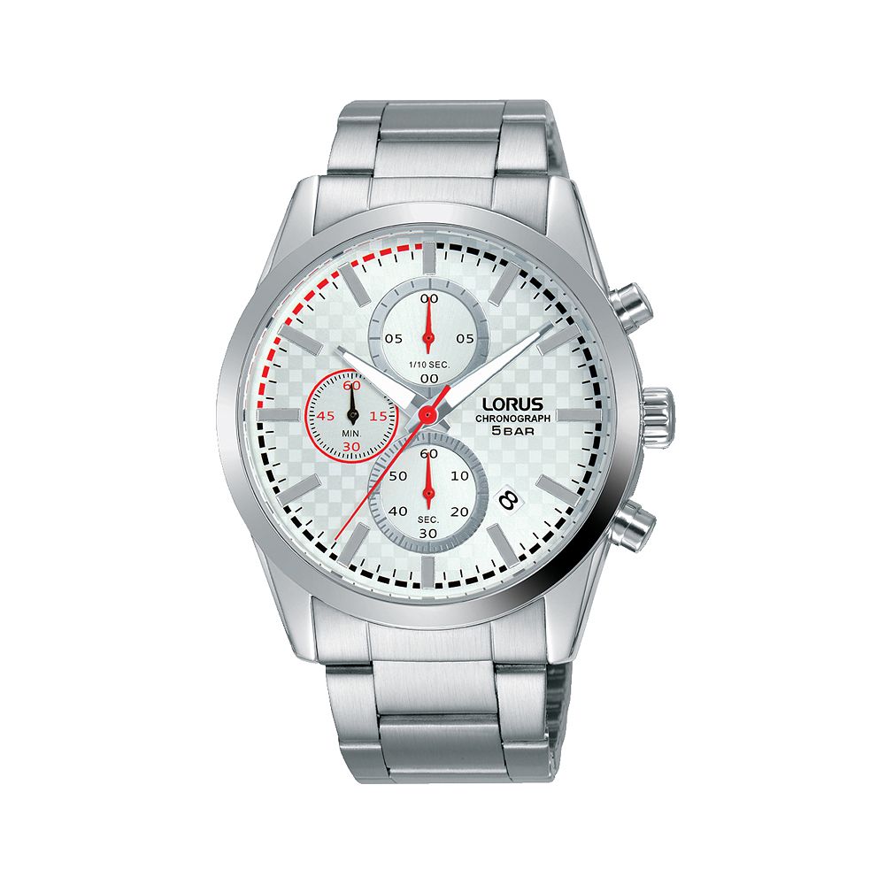 lorus men's stainless steel bracelet chronograph watch
