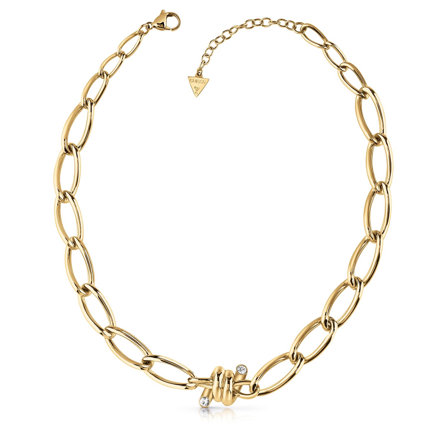Guess Gold Tone Swarovski Crystal Twist Necklace H.Samuel