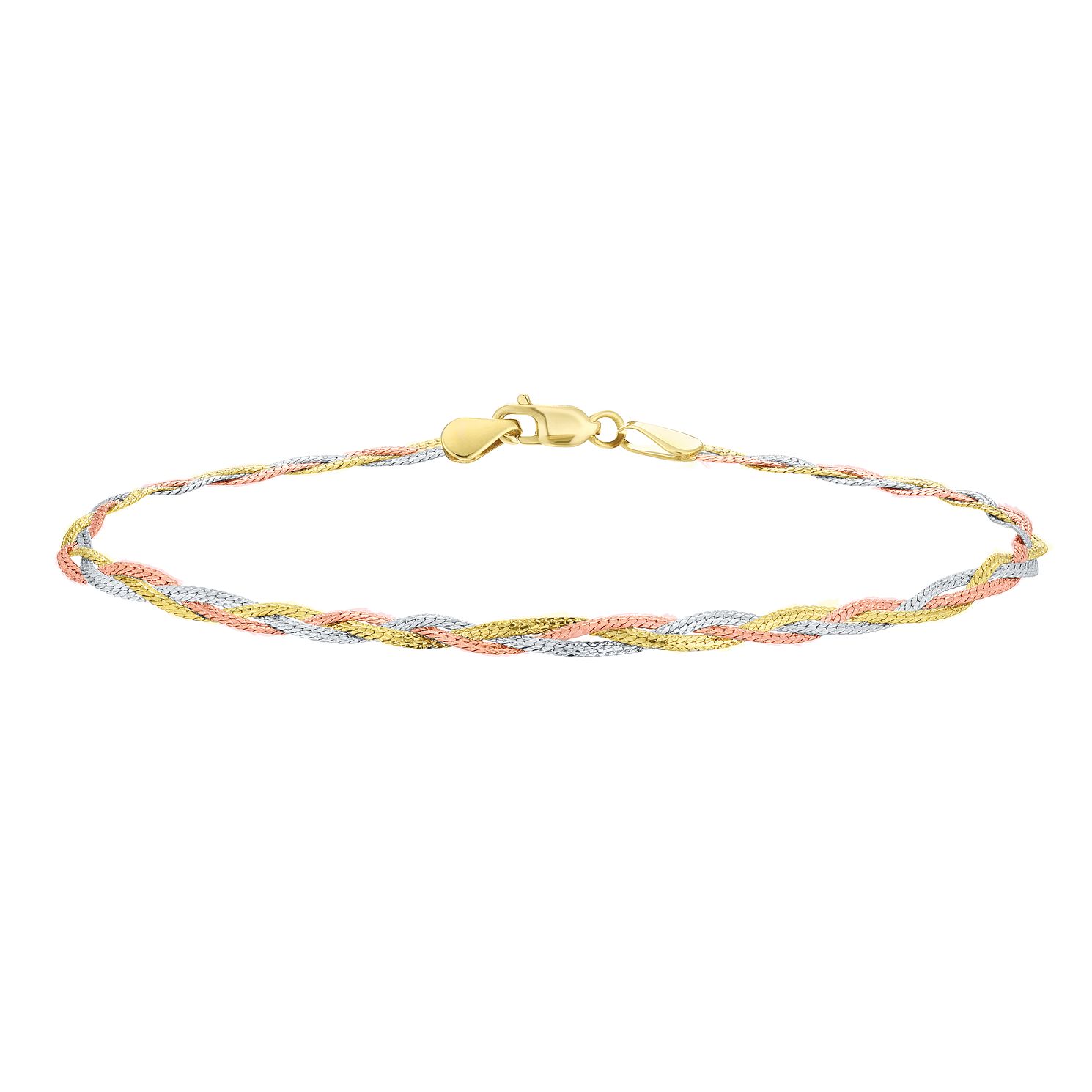 9ct Gold 3 Colour 7.25" Herringbone Bracelet H.Samuel