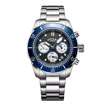 rotary men's sports stainless steel chronograph watch