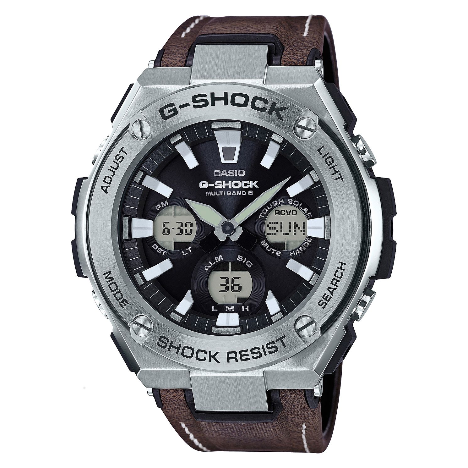 Casio G-Shock G-Steel Men's Brown Leather Strap Watch | H.Samuel