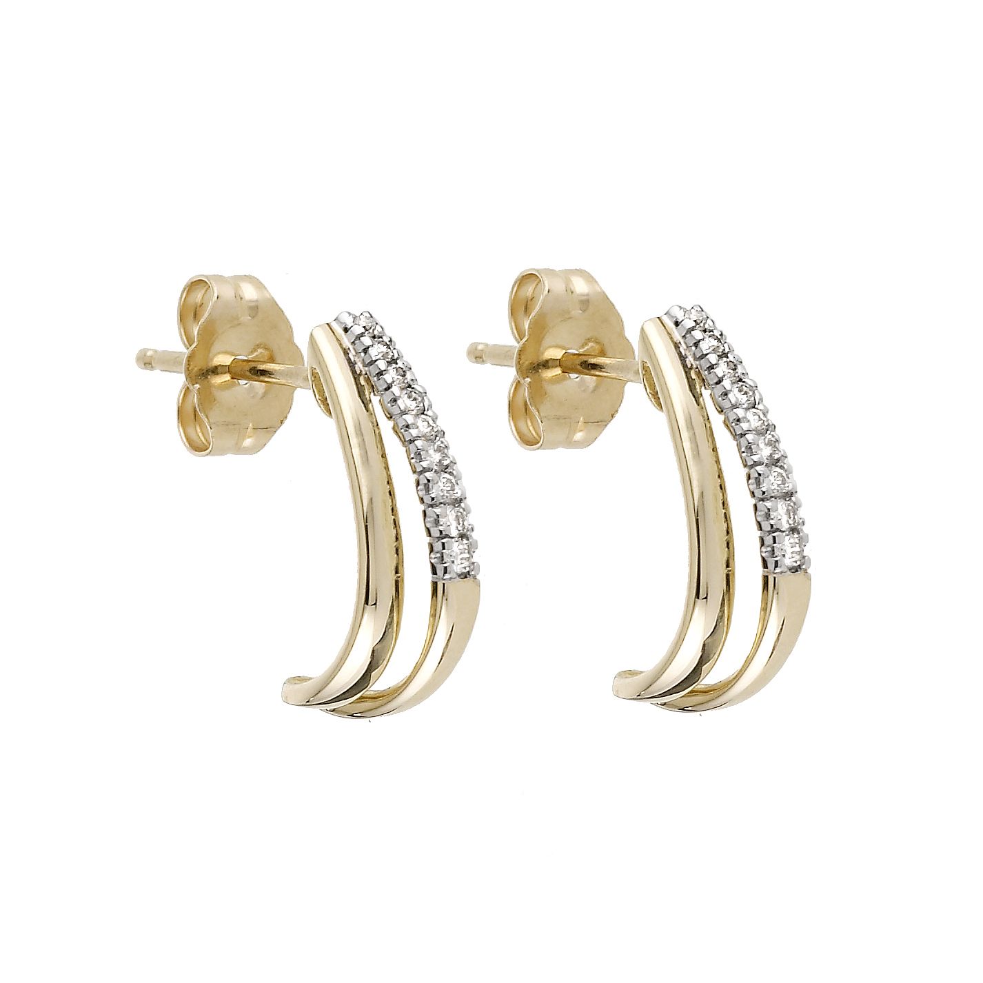 9ct Yellow Gold Diamond Half Hoop Earrings | H.Samuel