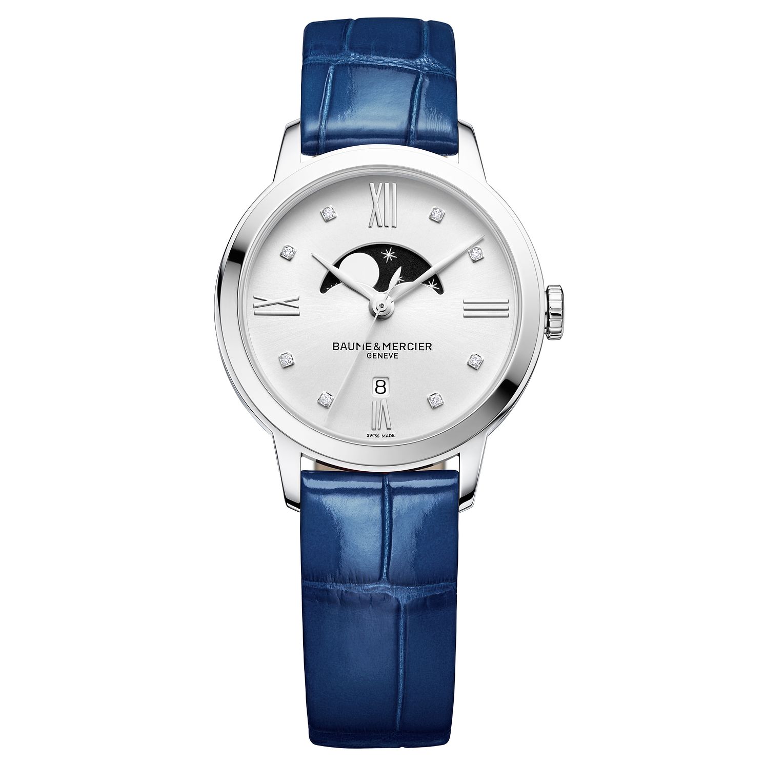 blue leather strap watch