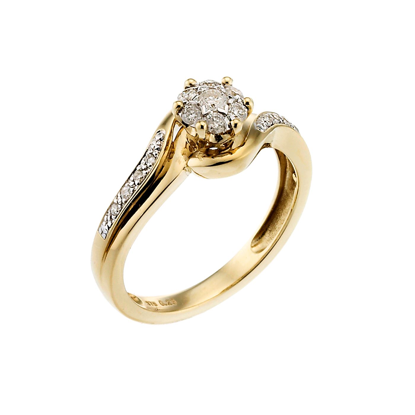 9ct Gold 1/4 Carat Diamond Cluster Ring | H.Samuel