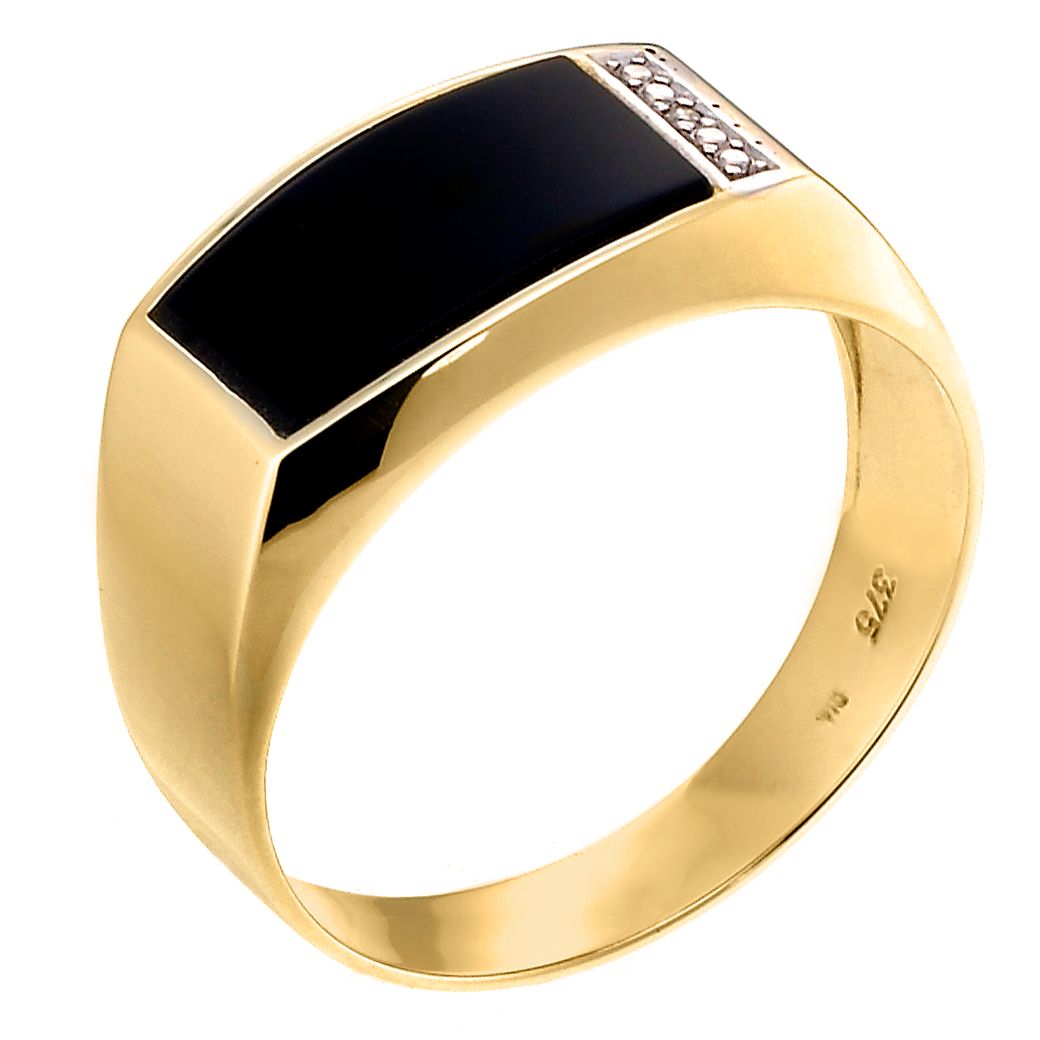 Men S 9ct Yellow Gold Onyx Ring H Samuel