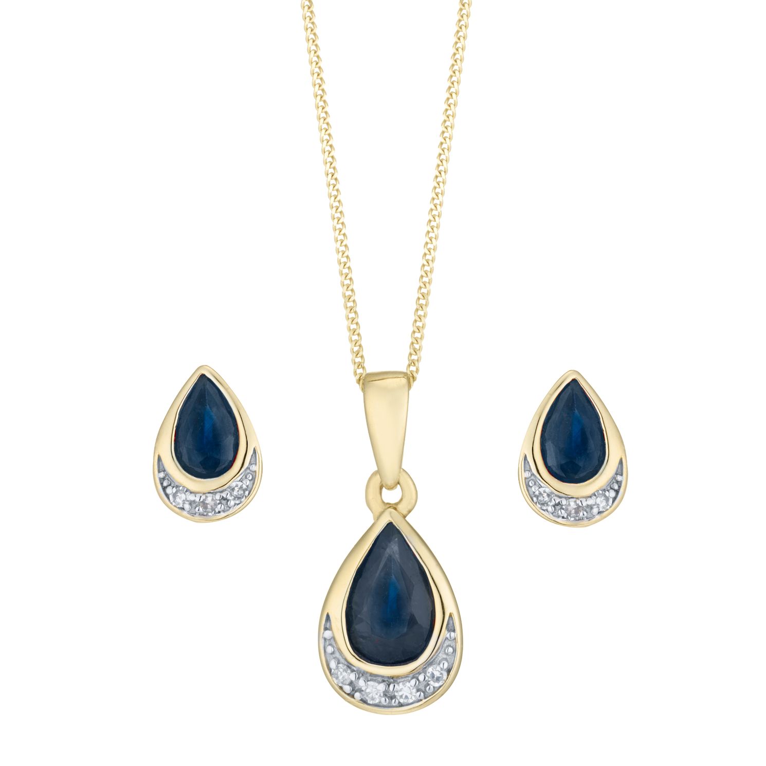 9ct Yellow Gold Sapphire \u0026 Diamond 