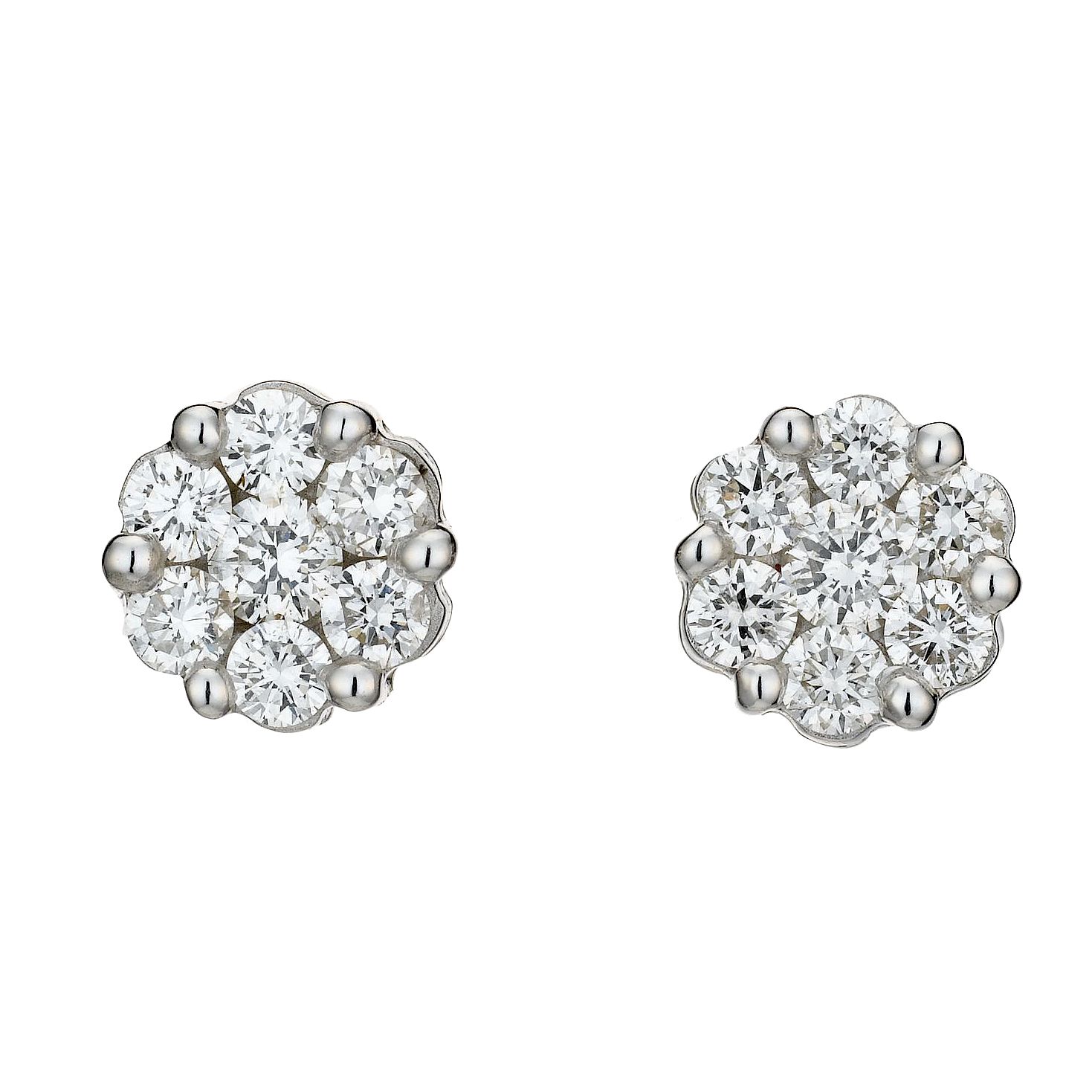 9ct White Gold ¾ Carat Diamond Cluster Earrings - Ernest Jones