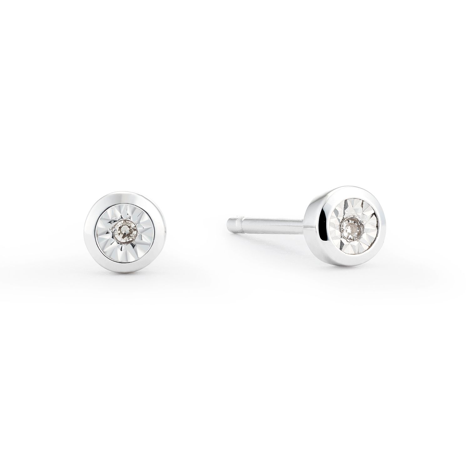 rub over diamond stud earrings