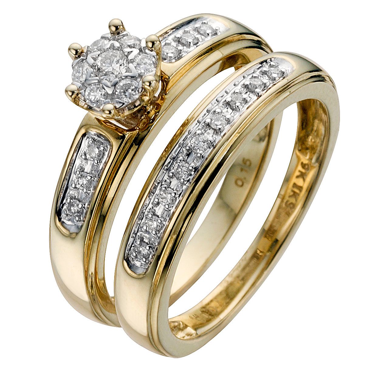 9ct Yellow Gold 1/5ct Diamond Perfect Fit Bridal Set | H.Samuel