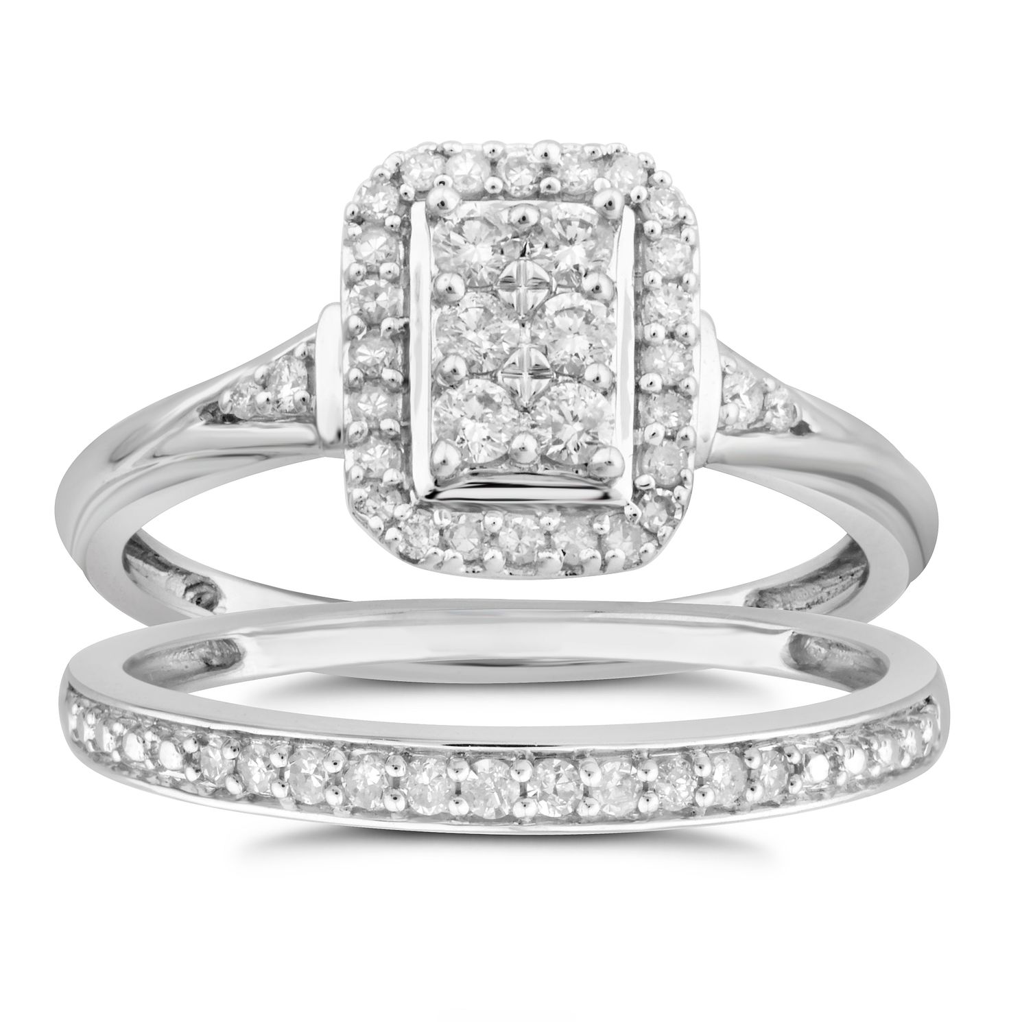 9ct White Gold 1/3ct Diamond Perfect Fit Bridal Set | H.Samuel