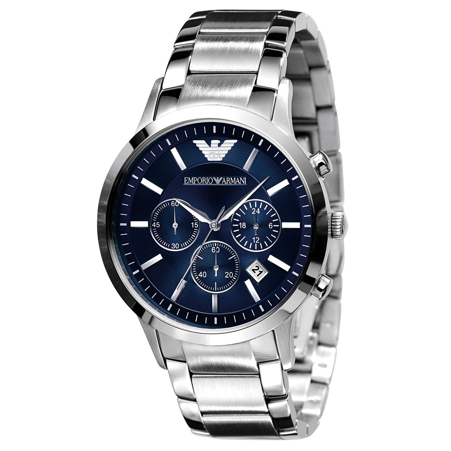 emporio armani men's watch blue face