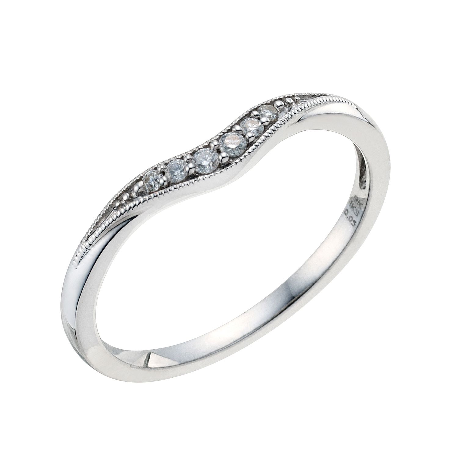 9ct White Gold Shaped Diamond Band