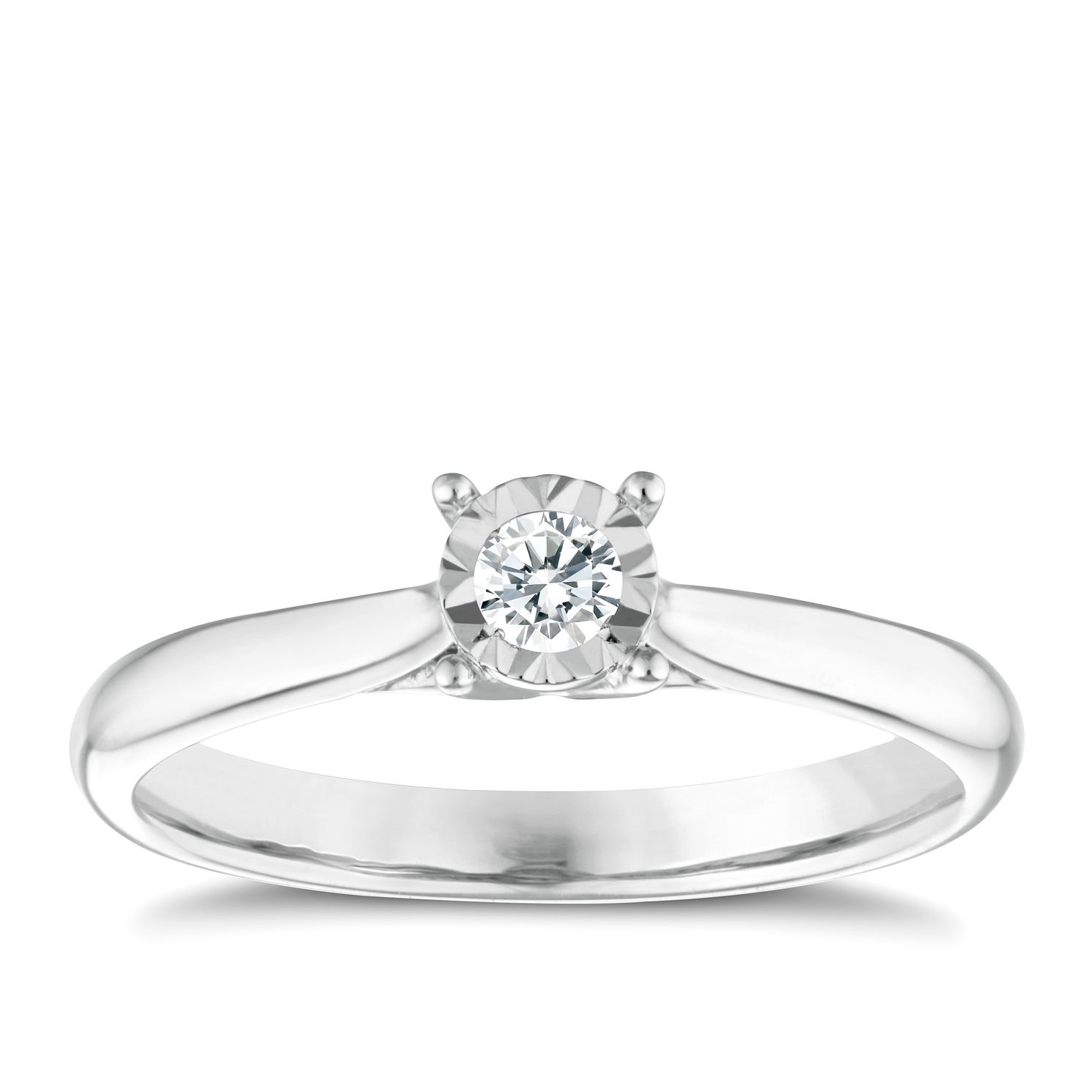 Ernest Jones 9ct White Gold Diamond Illusion Set Solitaire