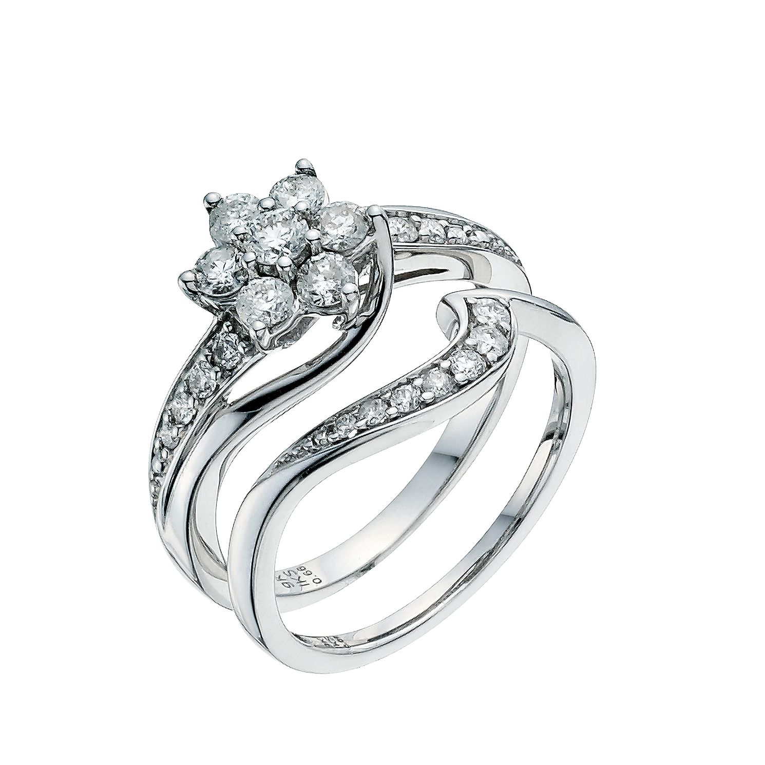 Perfect Fit 9ct White Gold 3/4ct Diamond Bridal Set H.Samuel