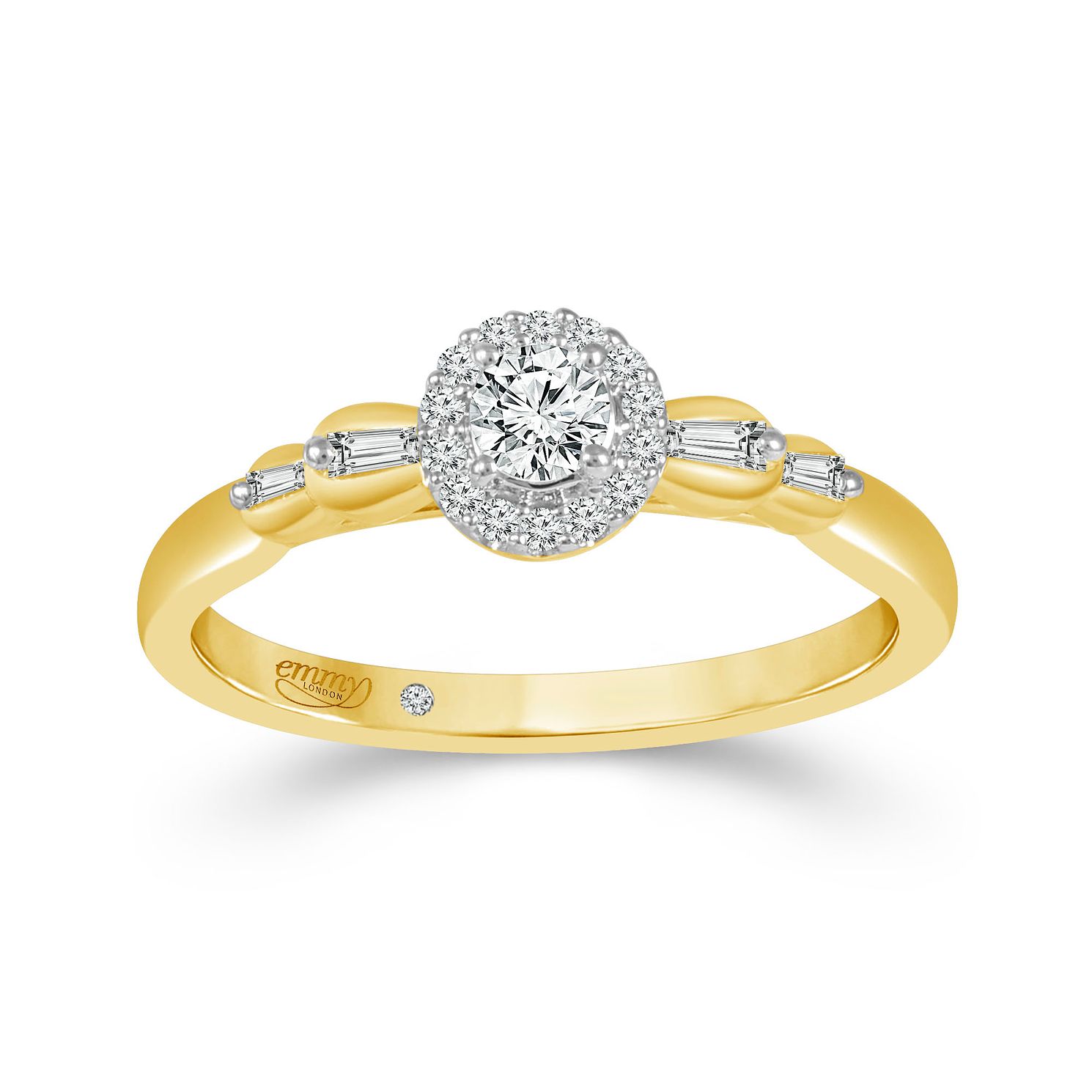 Emmy London 9ct Yellow Gold Halo 0.25ct Diamond Ring | H.Samuel