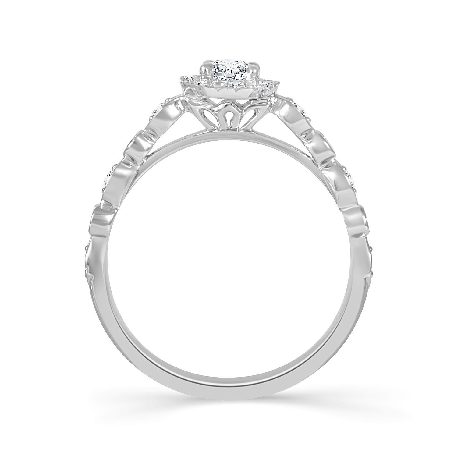 Emmy London 18ct White Gold Halo 0.40ct Diamond Ring | H.Samuel