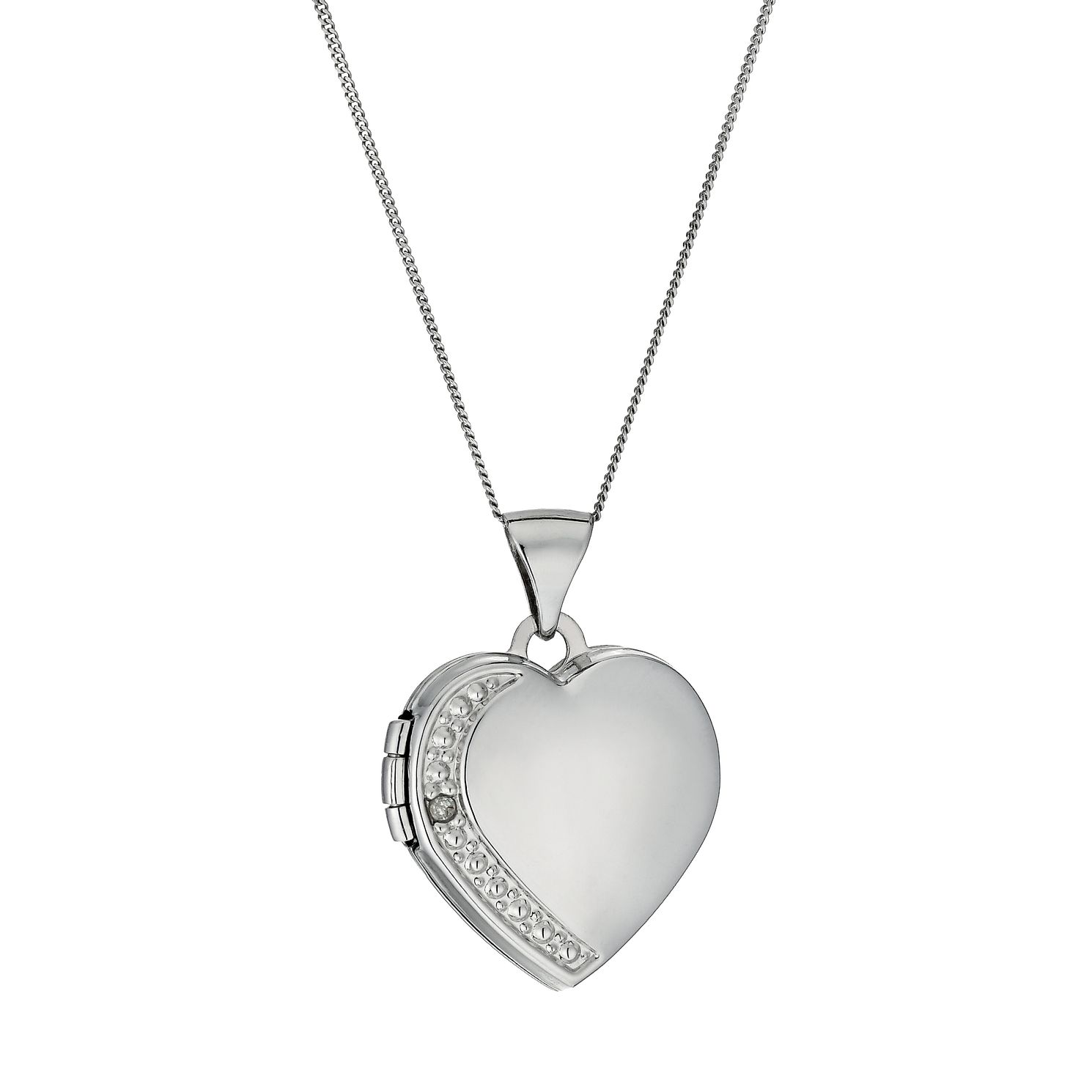 9ct White Gold Diamond Set Heart Locket 18