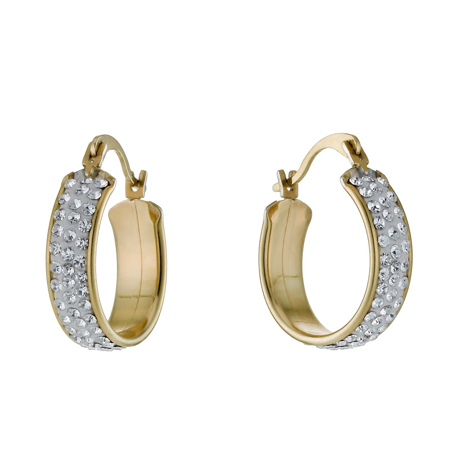 Together Bonded Silver & 9ct Gold Crystal Creole Earrings | H.Samuel