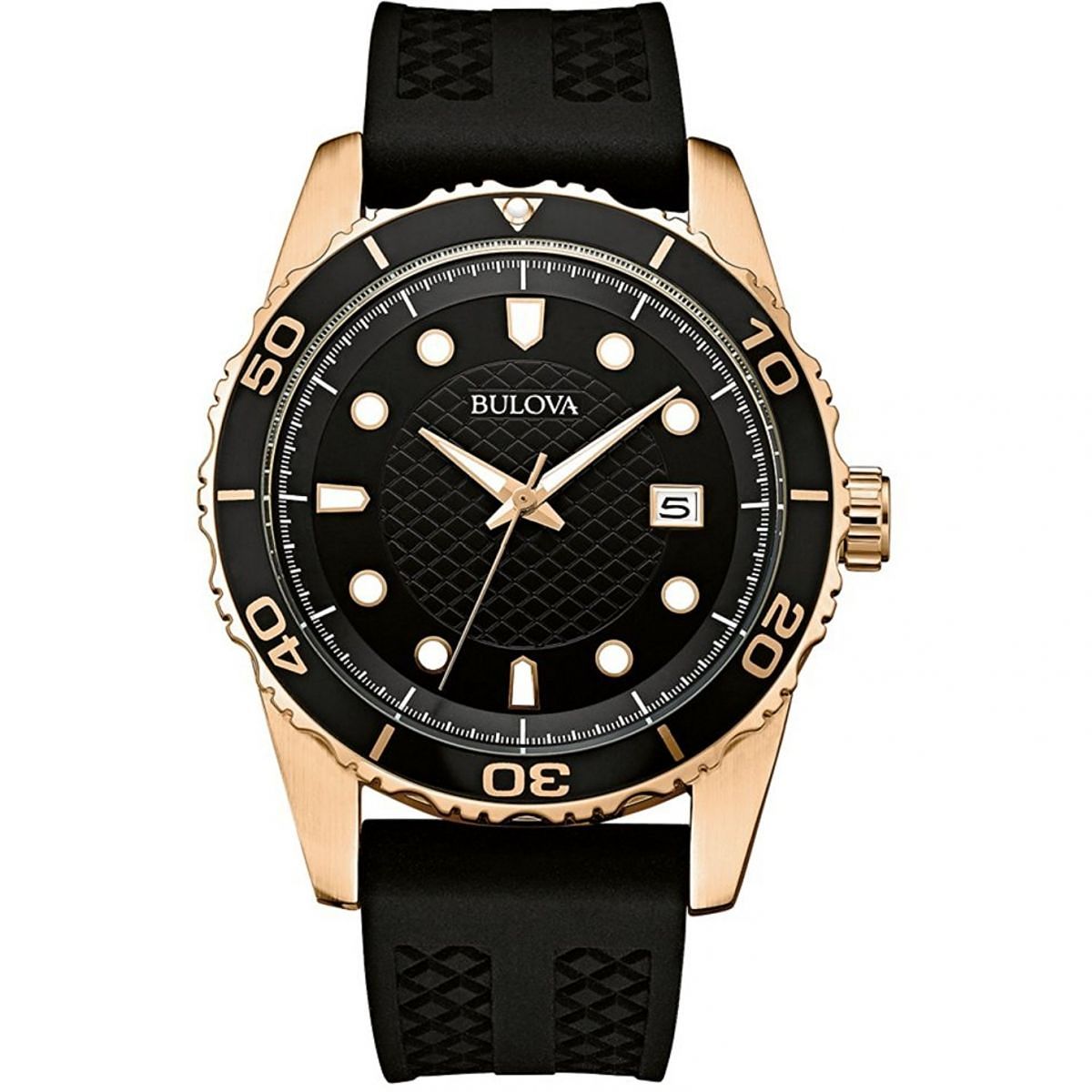 Bulova Men's Classic Sports Black Silicone Strap Watch | H  