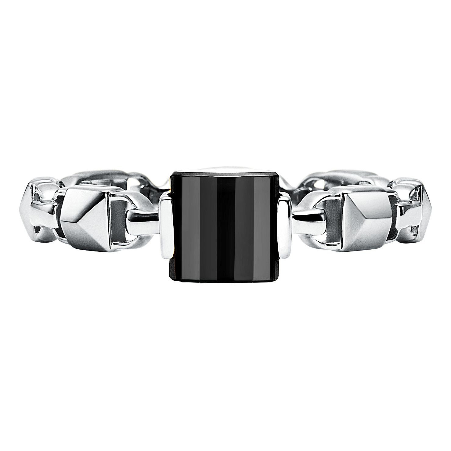 Michael Kors Sterling Silver Mercer Link Onyx Ring Ernest Jones