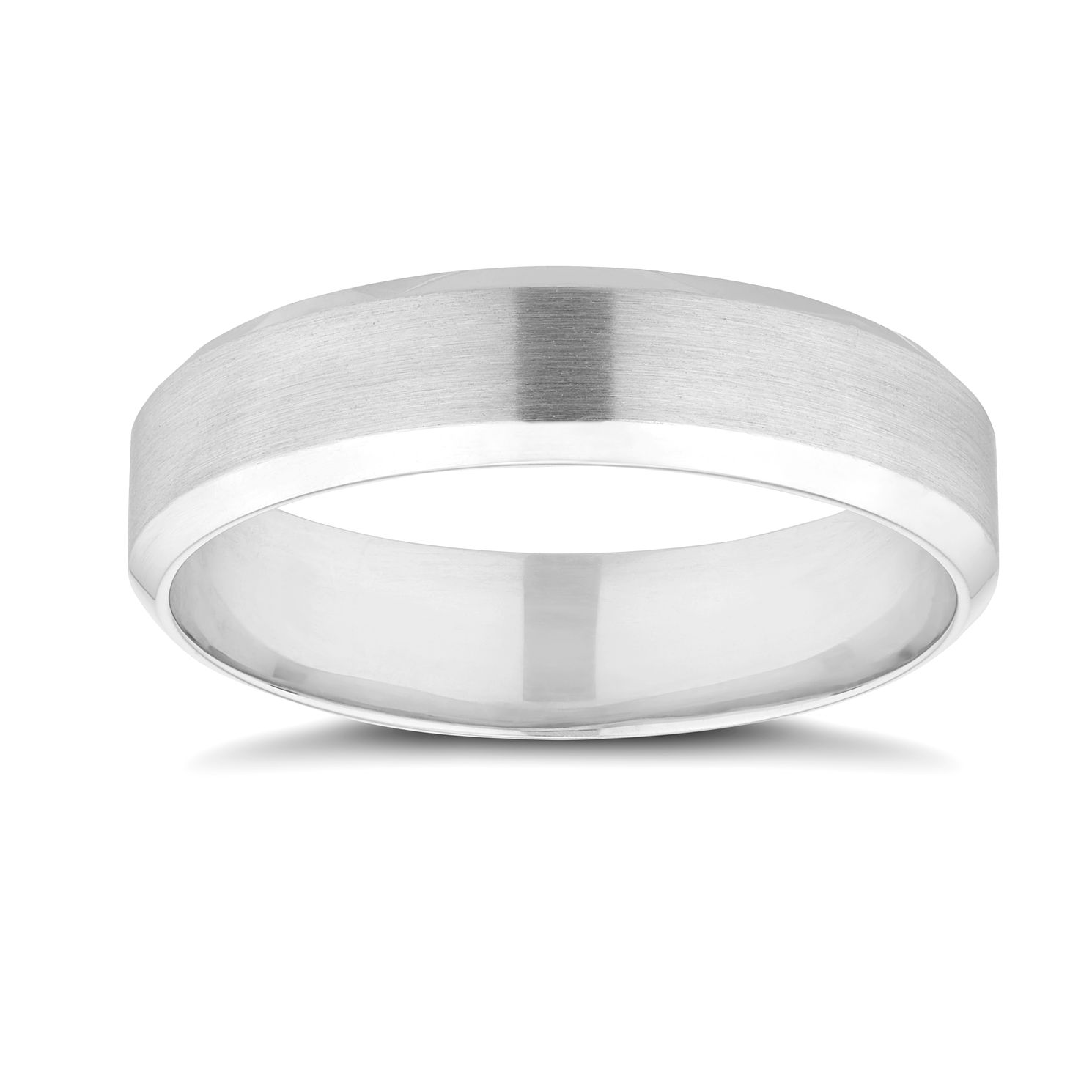 Platinum 5mm Matt &amp; Polished Wedding Band Ernest Jones